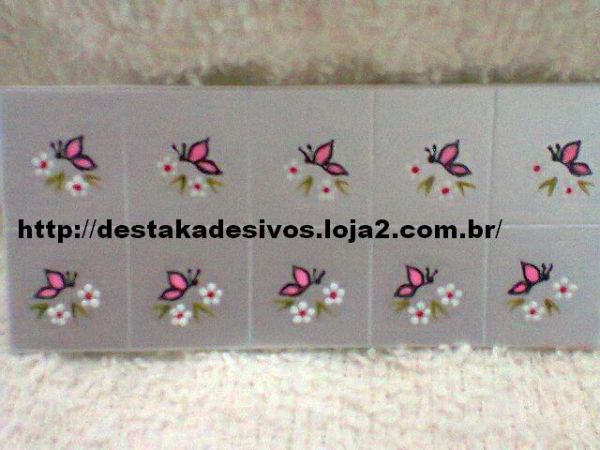 Adesivos para unhas  flores e borboleta